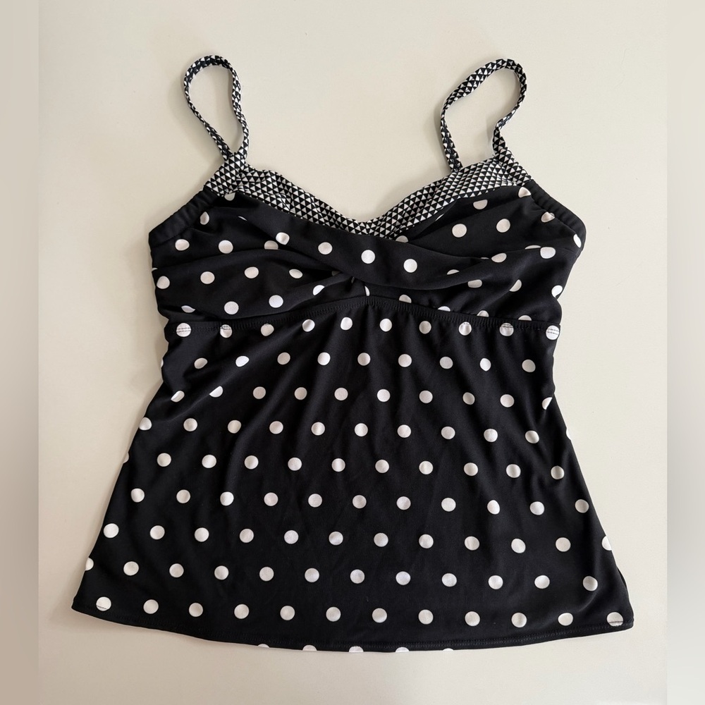 Ladies Pure Paradise Black and White Polka Dot Tankini Top